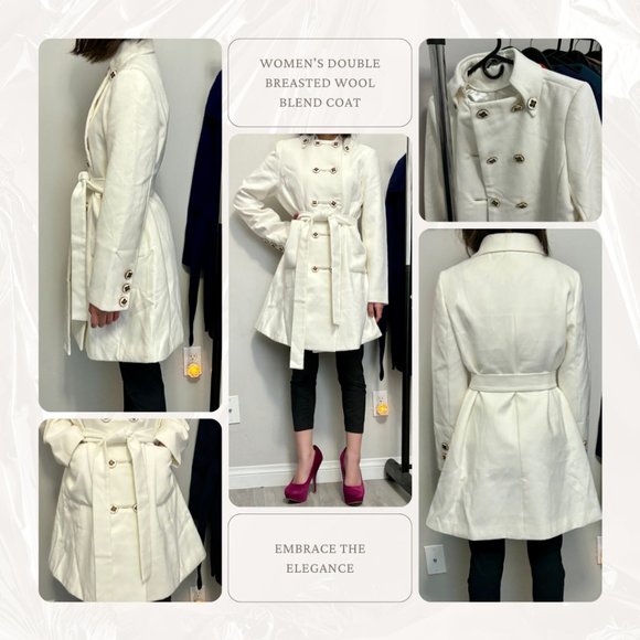 Inspired Designer Women's Double Breasted Wool-Blend Coat, Size 4 - Picture 2 of 7